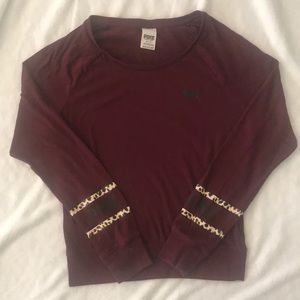 Maroon and cheetah print PINK long sleeve shirt